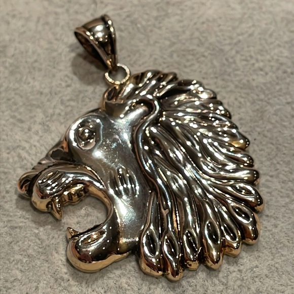 Roaring Lion Gold and Silver Plated Pendant 2”